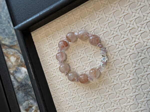 42 Natural Pink Flower Agate Bracelet