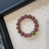 6 Strawberry Quartz with Green Xiuyan Jade Beaded Bracelet