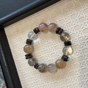 8 Clear Quartz & Black Gold Super Seven Bracelet