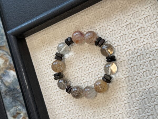 8 Clear Quartz & Black Gold Super Seven Bracelet
