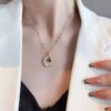 O1CN012FmQ8o1ohl36gdoeH_!!2217547845257-0-cib 100 Languages I Love You Moon Projection Necklace for Women, Titanium Steel Collarbone Chain