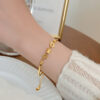 O1CN013Jrc5l1I4lkfZogcw_!!2076130840-0-cib 18K Gold Titanium Steel Slim Waist Bracelet for Women, Fade Resistant Lucky Bead Half Bangle, Elegant Minimalist Fashion Jewelry