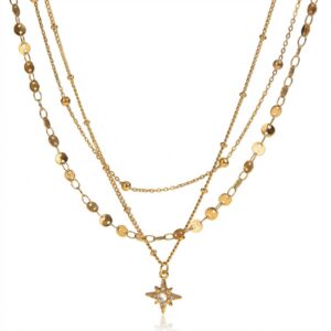 O1CN019XJp441FFoWkqxonw_!!2217548420458-0-cib Bestselling Luxury Stainless Steel Four-Point Star Crystal Pendant Layered Gold Necklace for Women
