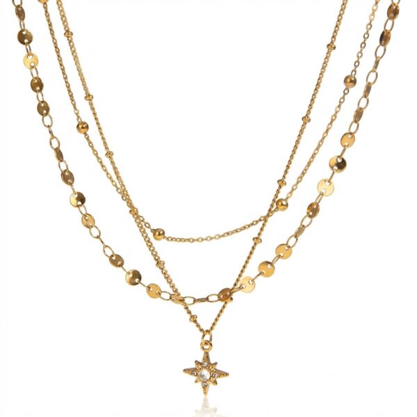 O1CN019XJp441FFoWkqxonw_!!2217548420458-0-cib Bestselling Luxury Stainless Steel Four-Point Star Crystal Pendant Layered Gold Necklace for Women