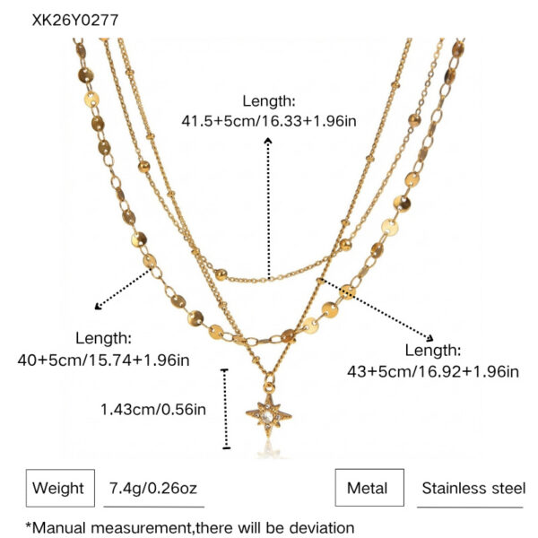 O1CN01EBfsy21FFoWkyZFGe_!!2217548420458-0-cib Bestselling Luxury Stainless Steel Four-Point Star Crystal Pendant Layered Gold Necklace for Women