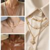 O1CN01HaeNY11FFoWlxs9Jb_!!2217548420458-0-cib Bestselling Luxury Stainless Steel Four-Point Star Crystal Pendant Layered Gold Necklace for Women