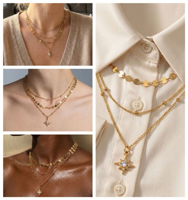 O1CN01HaeNY11FFoWlxs9Jb_!!2217548420458-0-cib Bestselling Luxury Stainless Steel Four-Point Star Crystal Pendant Layered Gold Necklace for Women