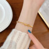 O1CN01SdkL0o1I4lkggSccC_!!2076130840-0-cib 18K Gold Titanium Steel Slim Waist Bracelet for Women, Fade Resistant Lucky Bead Half Bangle, Elegant Minimalist Fashion Jewelry