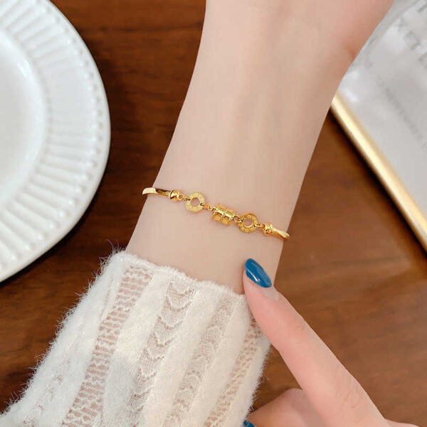 O1CN01SdkL0o1I4lkggSccC_!!2076130840-0-cib 18K Gold Titanium Steel Slim Waist Bracelet for Women, Fade Resistant Lucky Bead Half Bangle, Elegant Minimalist Fashion Jewelry