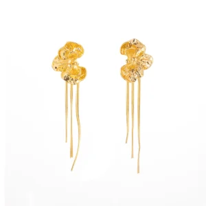 O1CN01YrqOm31onFvjz1C3s_!!2059265269-0-cib.jpg_ Vintage Flower Tassel Earrings for Women, Elegant Long Drop Stud Earrings with Irregular Pleated Design