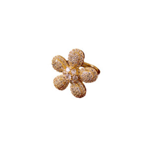 O1CN01om0BnC1b3peiR17Uy_!!2208645423410-0-cib Zircon Flower Open Ring for Women, Vintage Luxury Statement Ring, Adjustable Fashion Jewelry