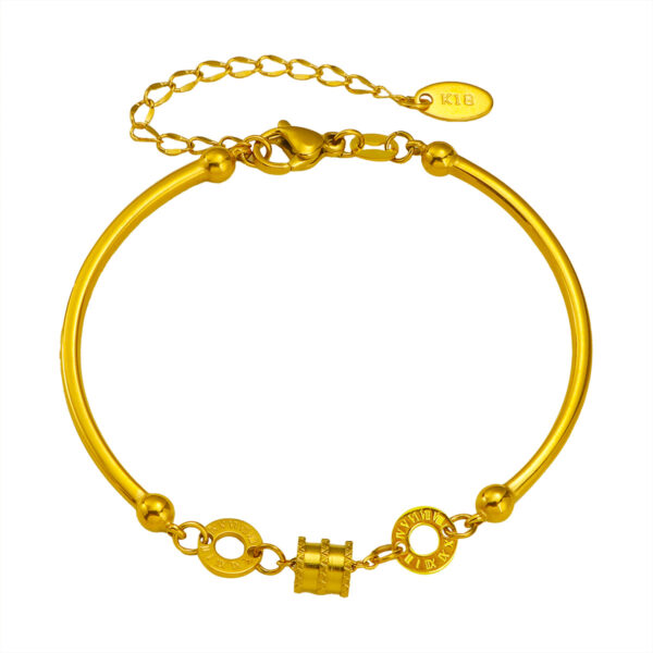 O1CN01xIIZK6203hs3BetKJ_!!2212447876794-0-cib 18K Gold Titanium Steel Slim Waist Bracelet for Women, Fade Resistant Lucky Bead Half Bangle, Elegant Minimalist Fashion Jewelry
