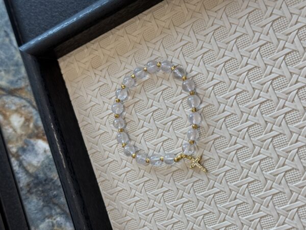 43 Rose Quartz Cross Bracelet