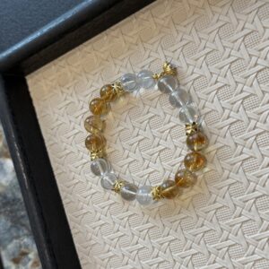 52 Natural Citrine & Clear Quartz Bracelet