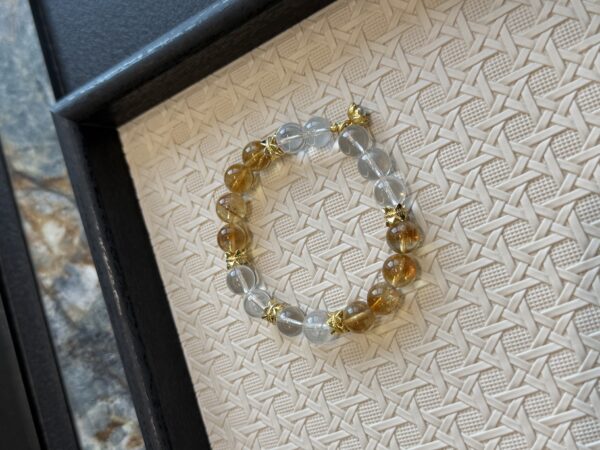 52 Natural Citrine & Clear Quartz Bracelet