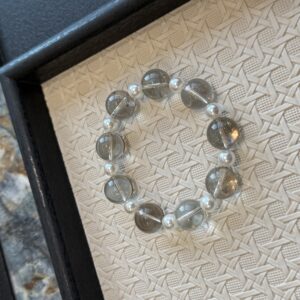 57 Natural Light Smoky Quartz & Pearl Quartz Bracelet