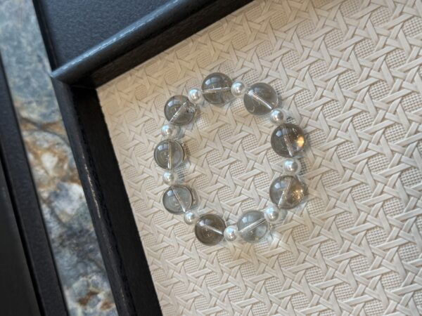 57 Natural Light Smoky Quartz & Pearl Quartz Bracelet