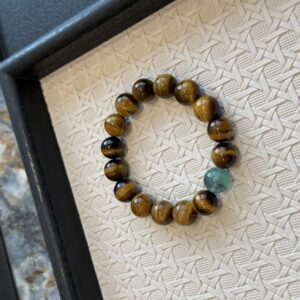58 Natural Tiger Eye & Fluorite Bracelet