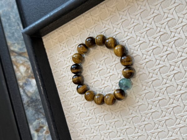 58 Natural Tiger Eye & Fluorite Bracelet