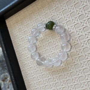 60 Natural Rose Quartz & Xiuyan Jade Bracelet