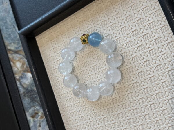 63 Clear Quartz and Blue Crystal Bracelet